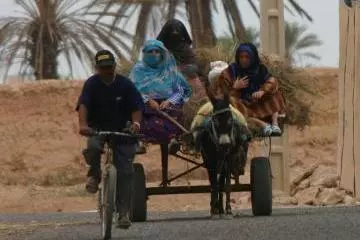 Photo of people travelling on a dirt road